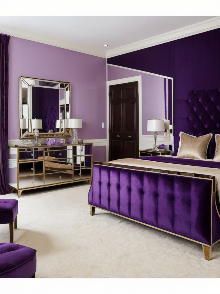 Regency Glam: Elevate Your Bedroom with Mirrored Furniture and Velvet Upholstery