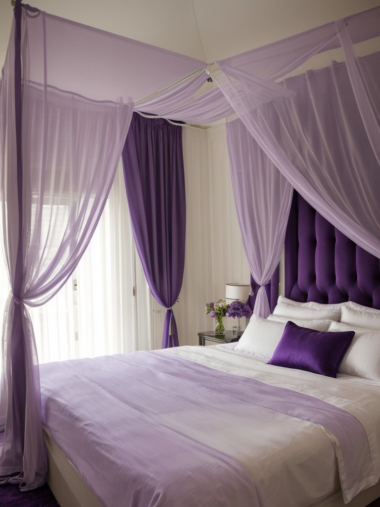 Dreamy Purple Bedroom: Create a Romantic Sanctuary with Candlelight and Sheer Curtains