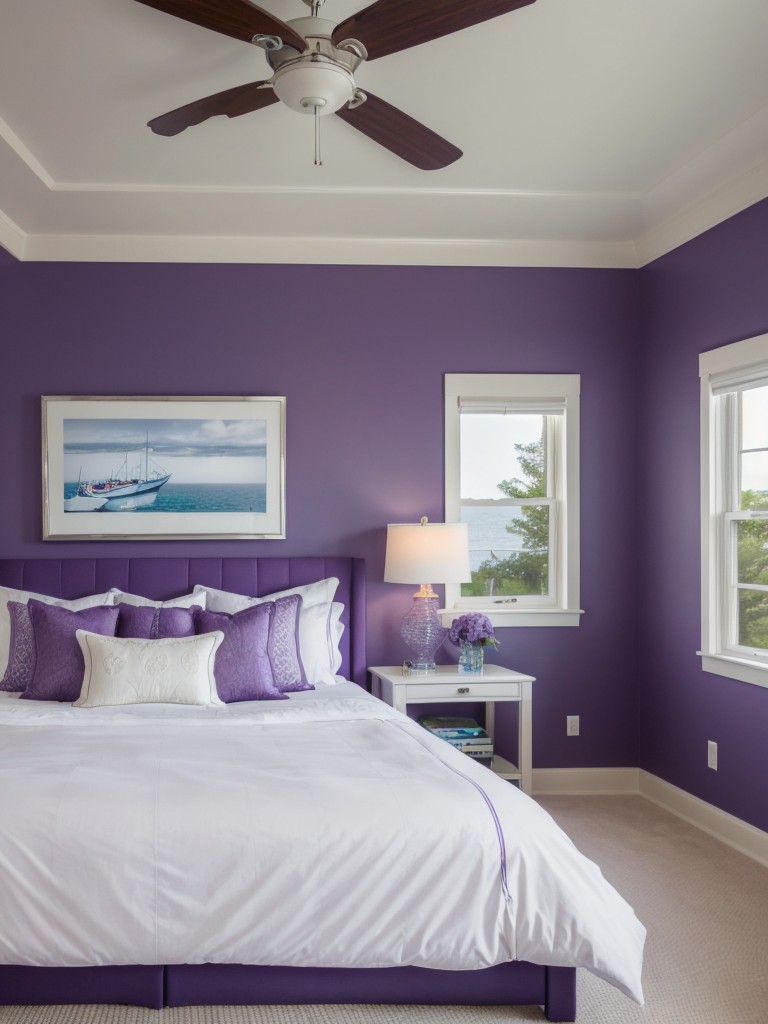 Stunning Coastal-Inspired Purple Apartment Bedroom Decor