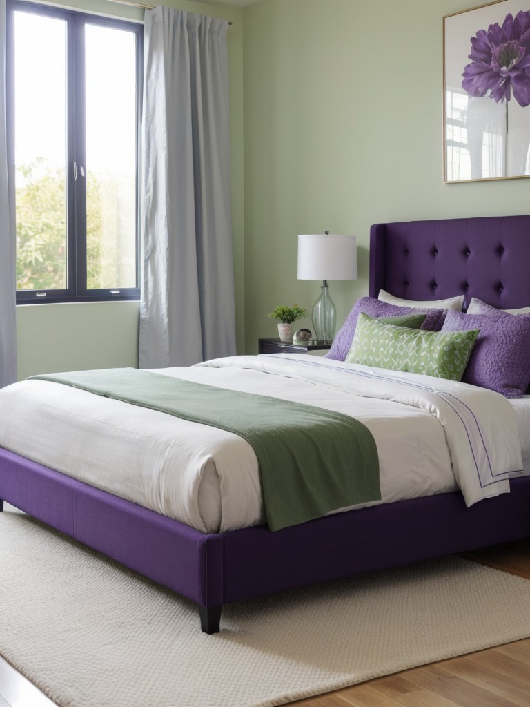 Stylish Apartment Bedrooms: Purple Chic & Greenery Vibes