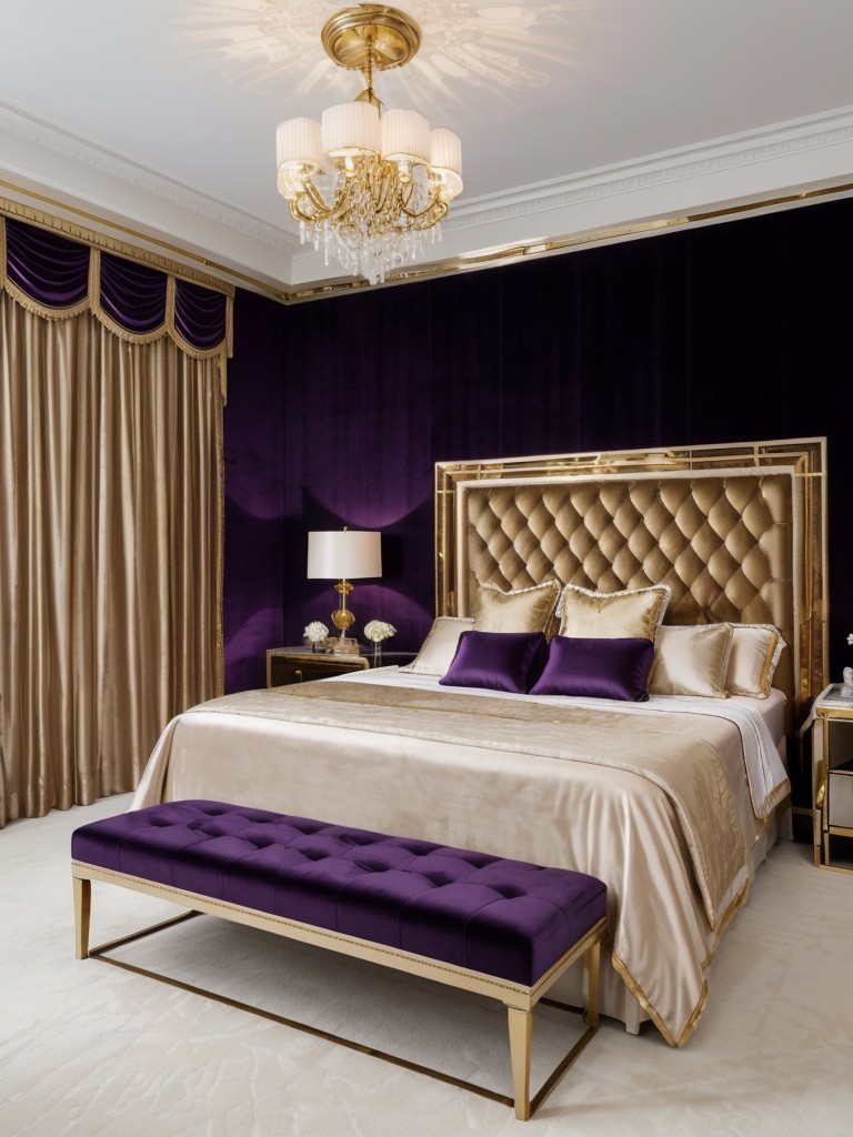 Glamorous Art Deco Bedroom: Luxe Purple Decor!