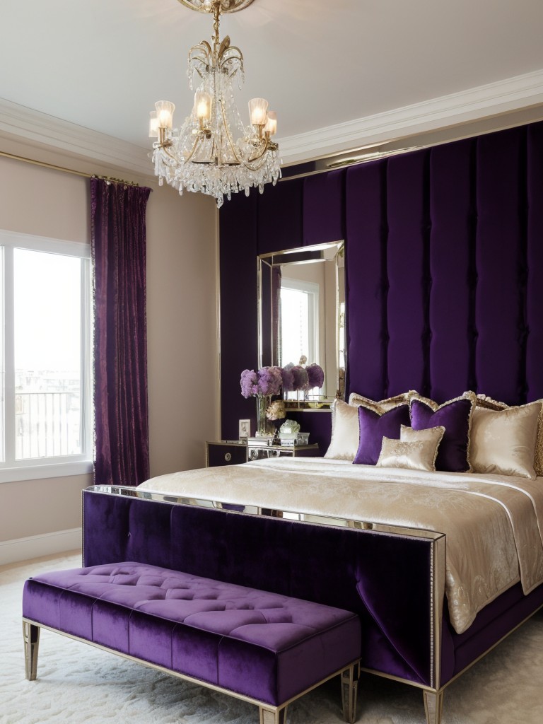 Luxury Regency-style Purple Bedroom. Get that Hollywood Glam!