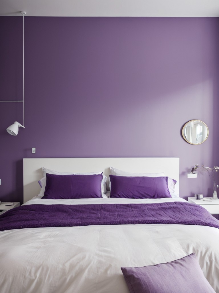 Stylish Purple Bedroom Decor for a Minimalist Apartment