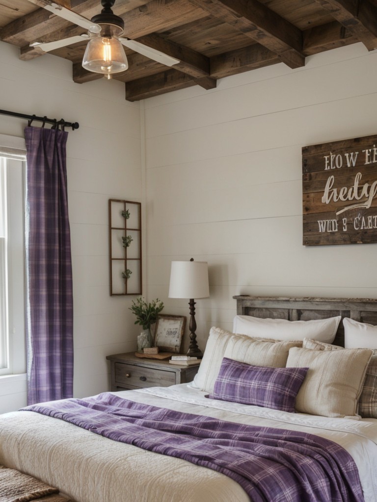 Cozy Farmhouse Bedroom Retreat in Purple