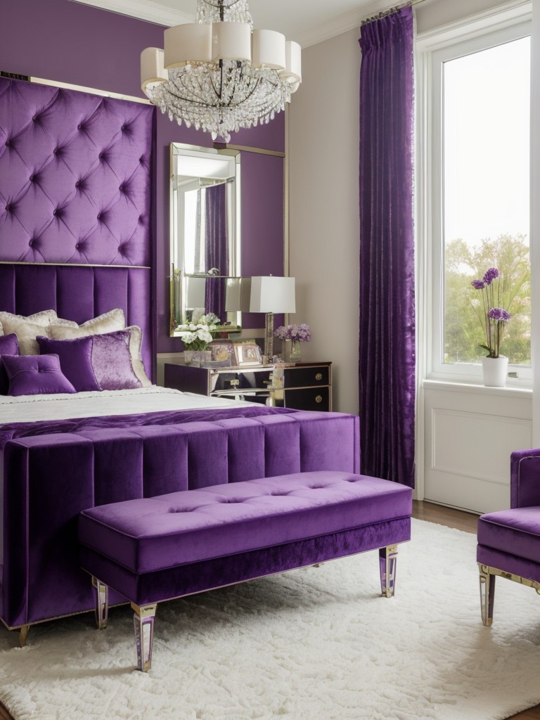 Glam Bedroom: Luxurious Velvet & Crystal Chandelier Decor