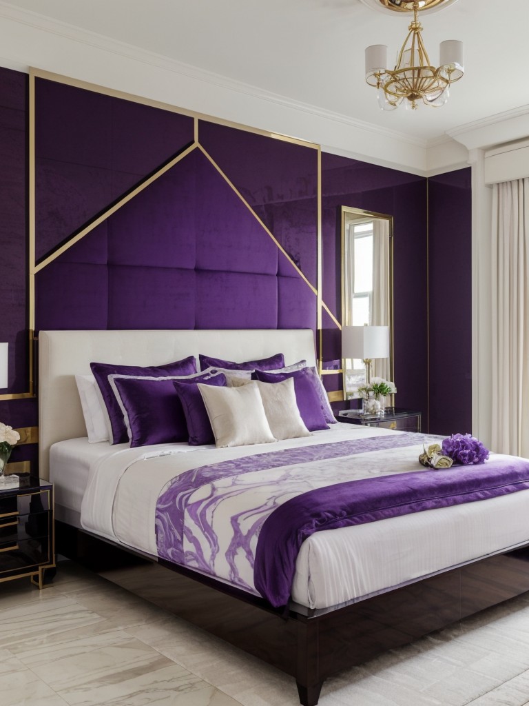 Luxurious Purple Apartment: Elevate your space with lavish marble accents.