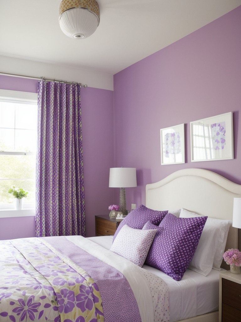 Whimsical Purple Bedroom Makeover: Add playfulness with patterns & prints!