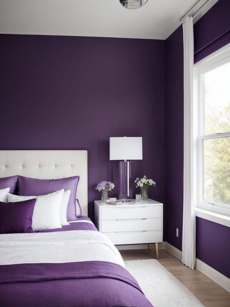 Stylish Purple Bedroom: Modern Minimalism meets Purple Elegance