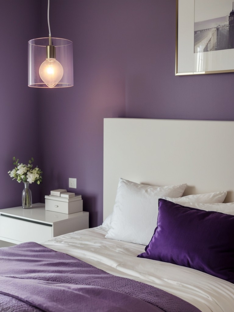 Purple bedroom makeover: Create a tranquil space with soft lighting!