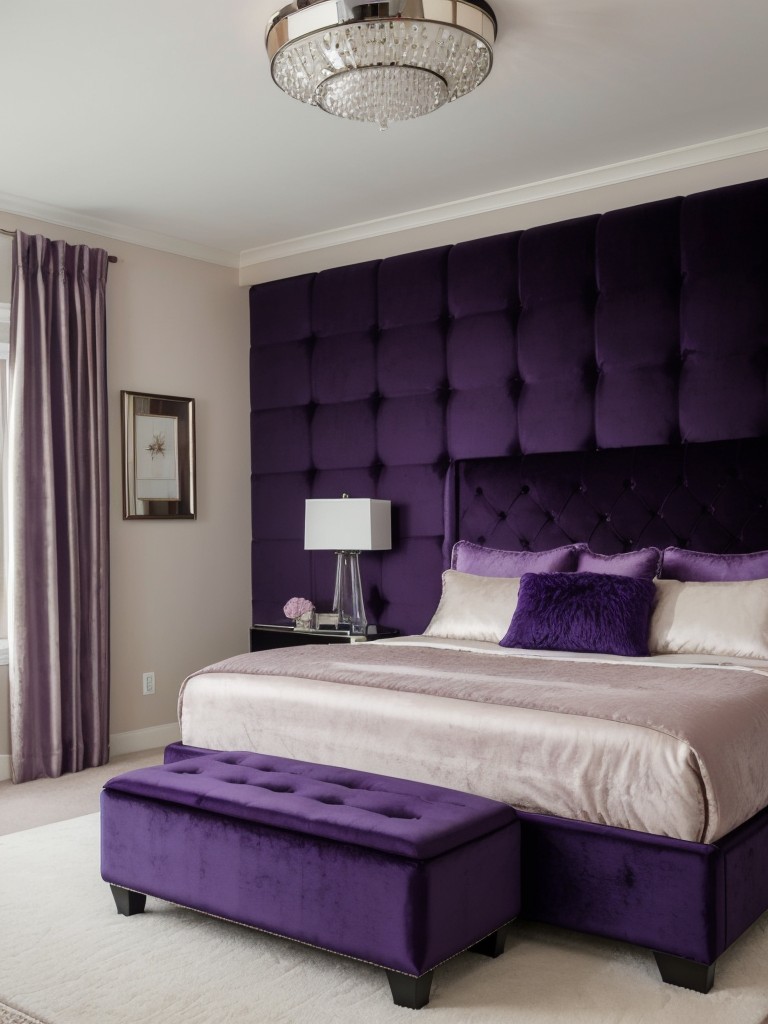 Luxurious Modern Purple Bedroom Makeover: Textures & Fabrics for Depth