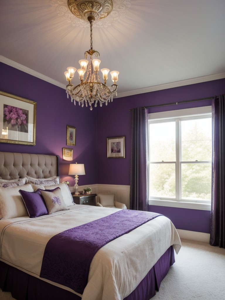 Vintage-inspired touches for a modern purple bedroom makeover!