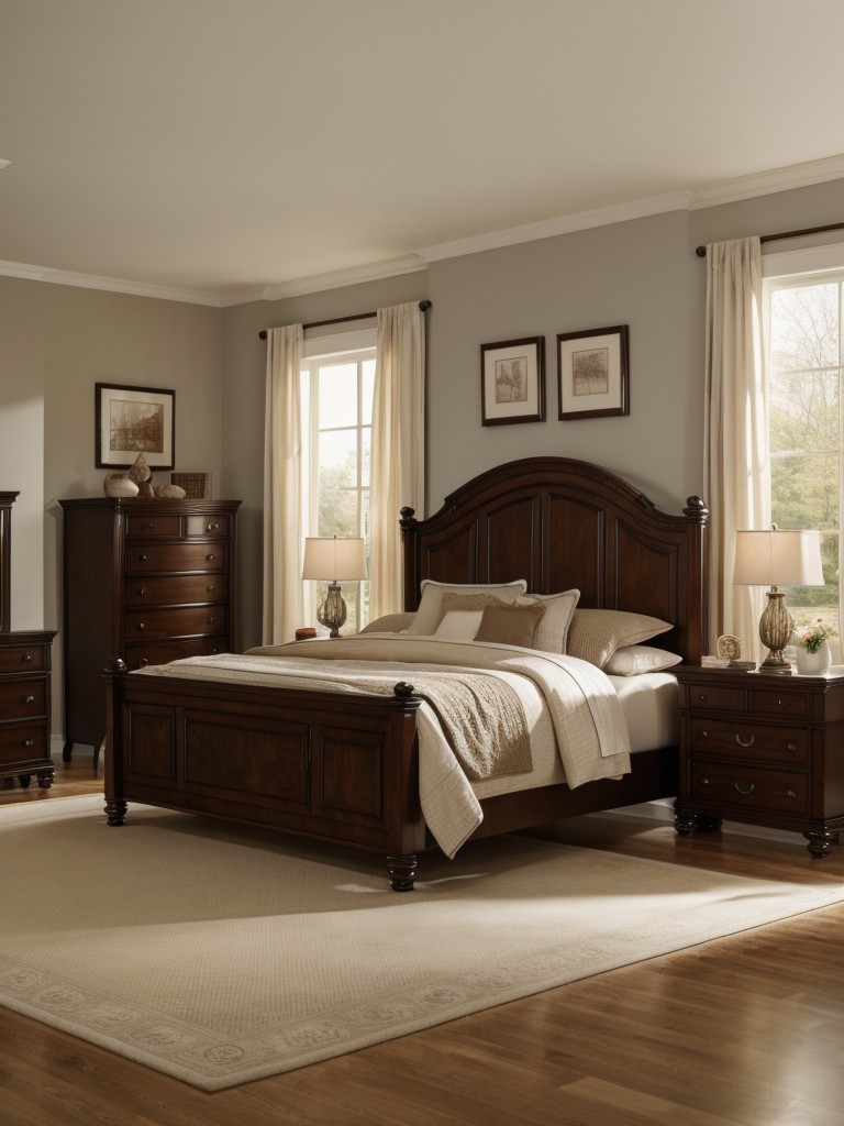 Luxurious Traditional Bedroom Decor: Timeless & Coordinated Furniture. Mahogany, Cherry, Walnut.