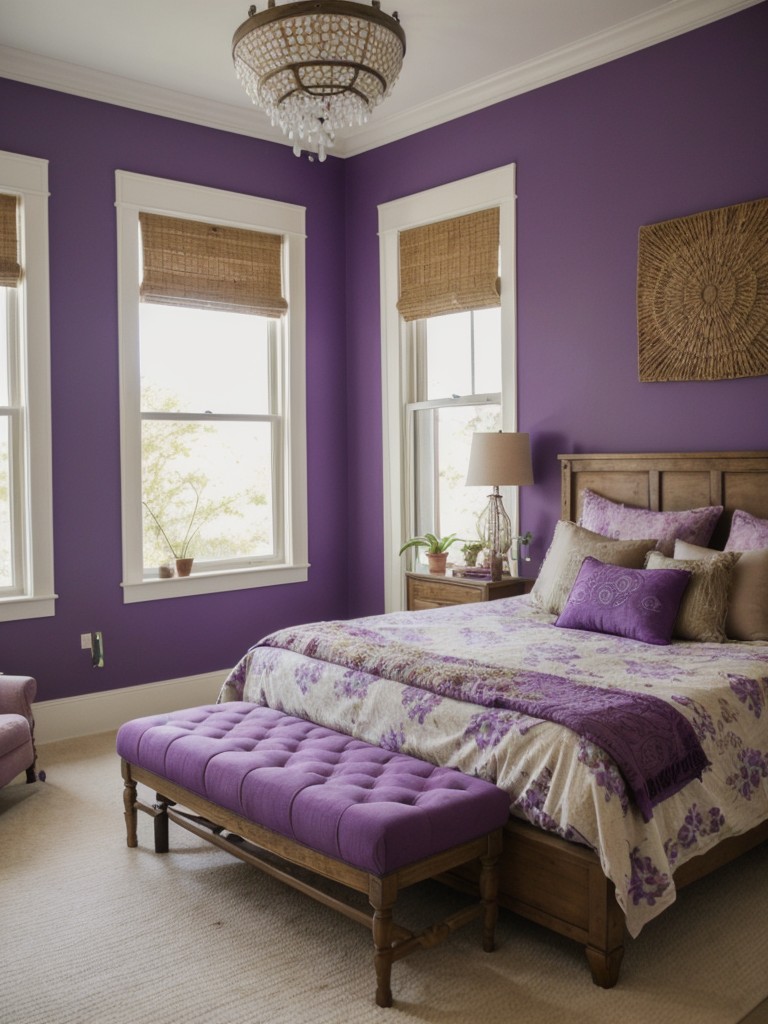 Purple Floral Boho Bedroom Decor