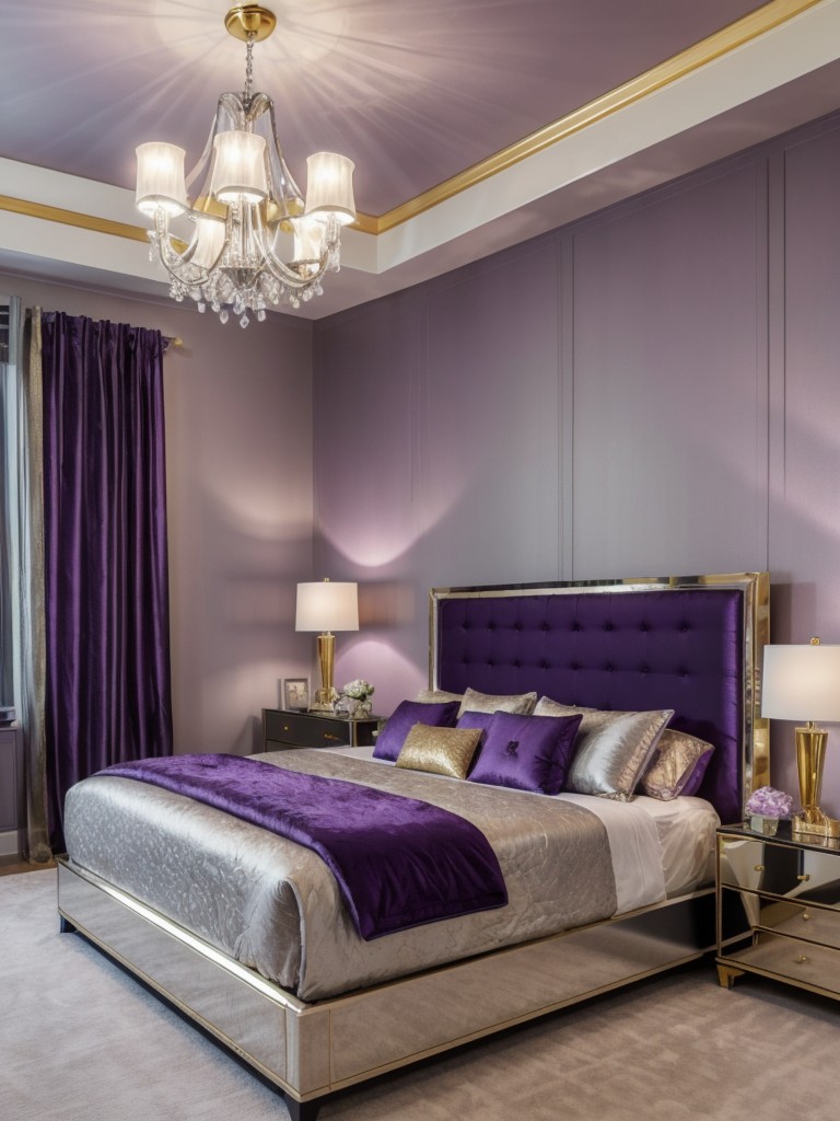 Glam Purple Floral Bedroom Makeover: Metallic Accents & Sleek Furniture!