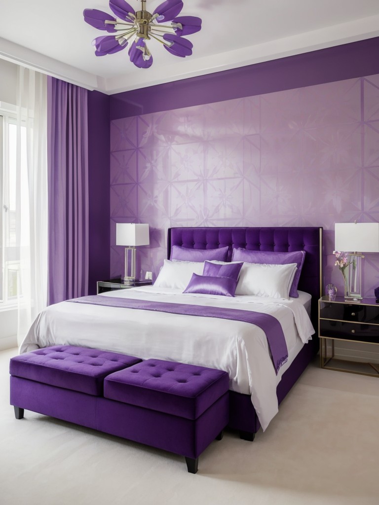 Contemporary Purple Bedroom Decor: Minimalist Elegance