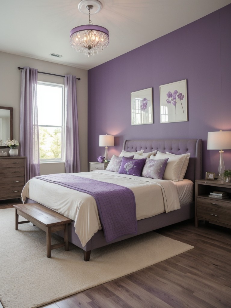 Purple Floral Bliss: Serene Apartment Bedroom Decor