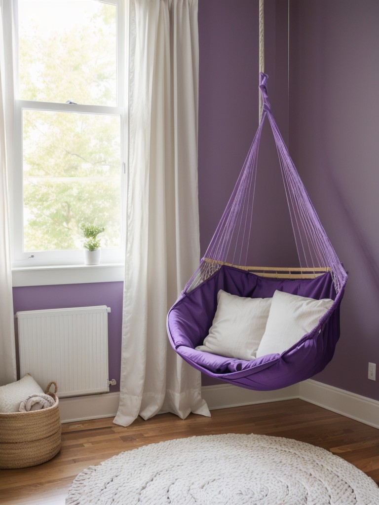 Fun with Purple Décor: Try a Swing Chair or Hammock in Your Apartment