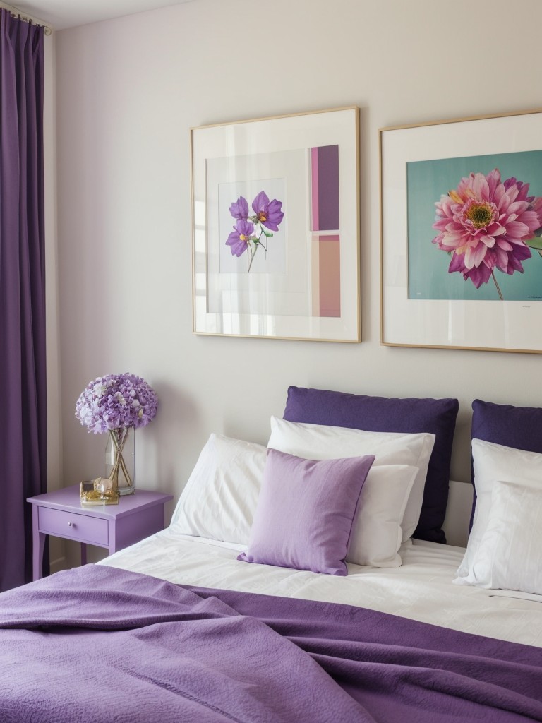 Playful Purple Bedroom Decor: Whimsical and Colorful Apartment Vibes!