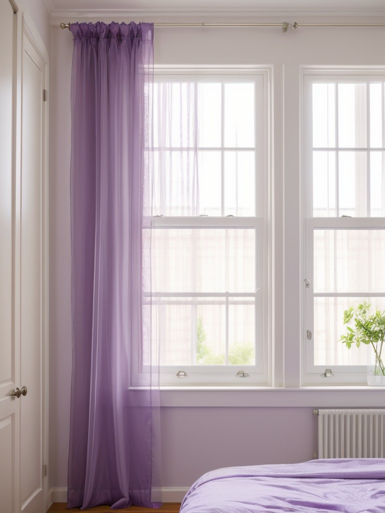 Playful Purple Apt Decor: Let in Light with Translucent Curtains