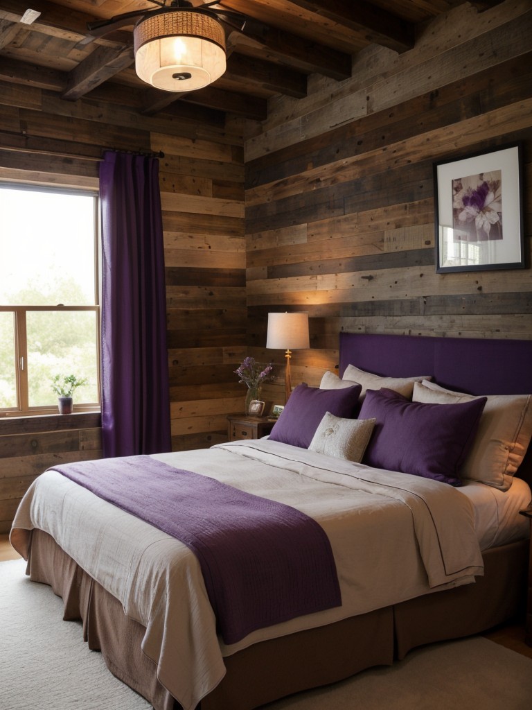 Cozy & Rustic Purple Bedroom Ideas with Natural Touches