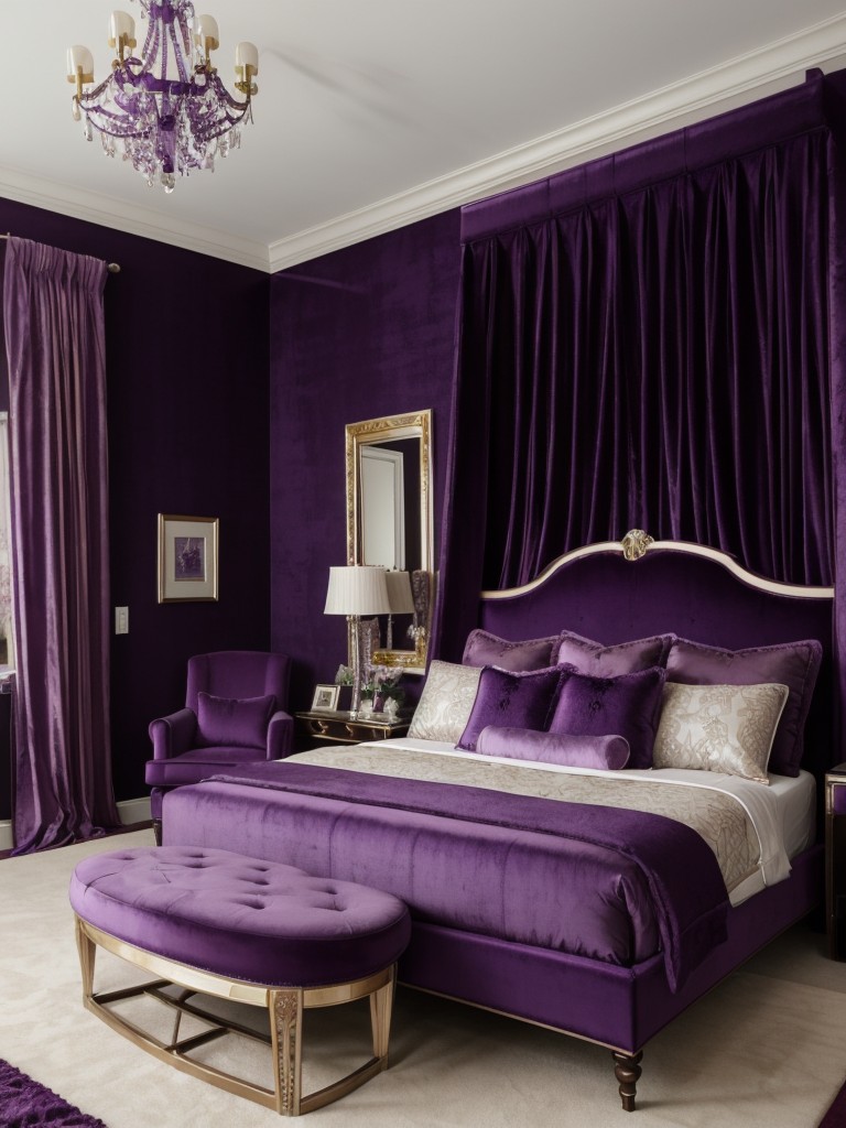 Luxurious Jewel-Toned Bedroom: Cozy Purple Bliss