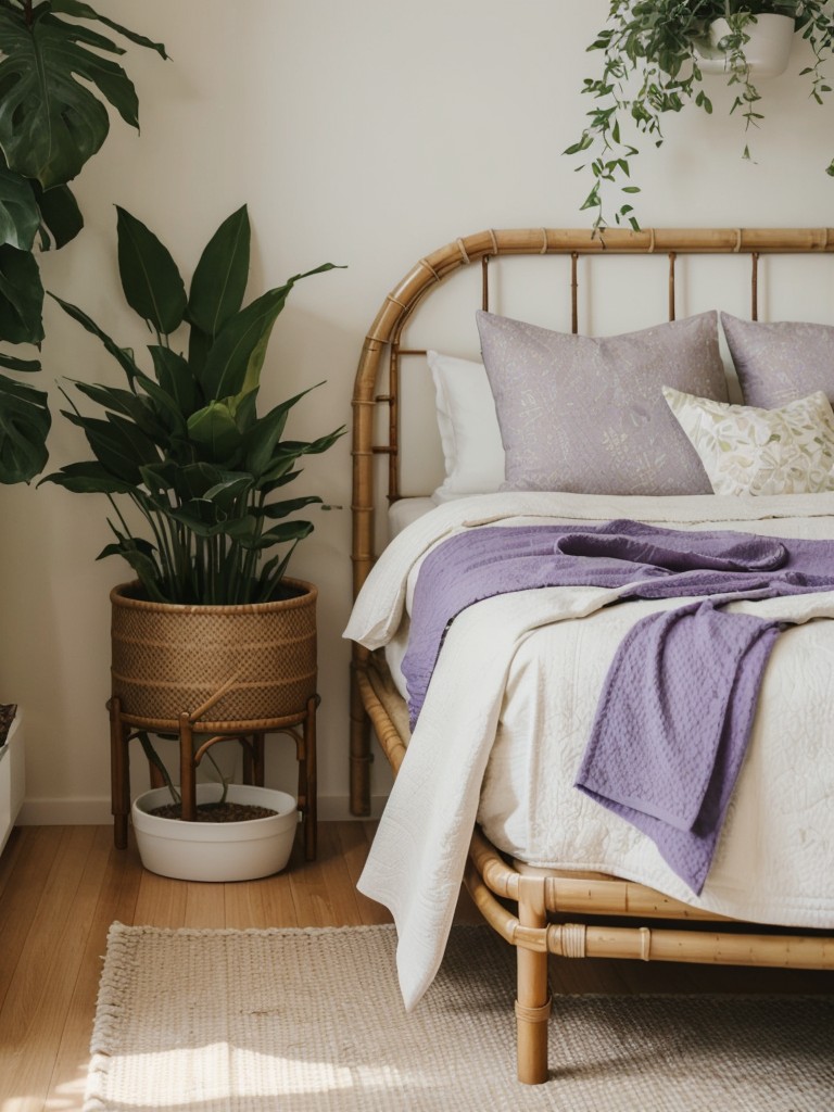 Nature-inspired apartment bedroom: Botanical decor ideas.