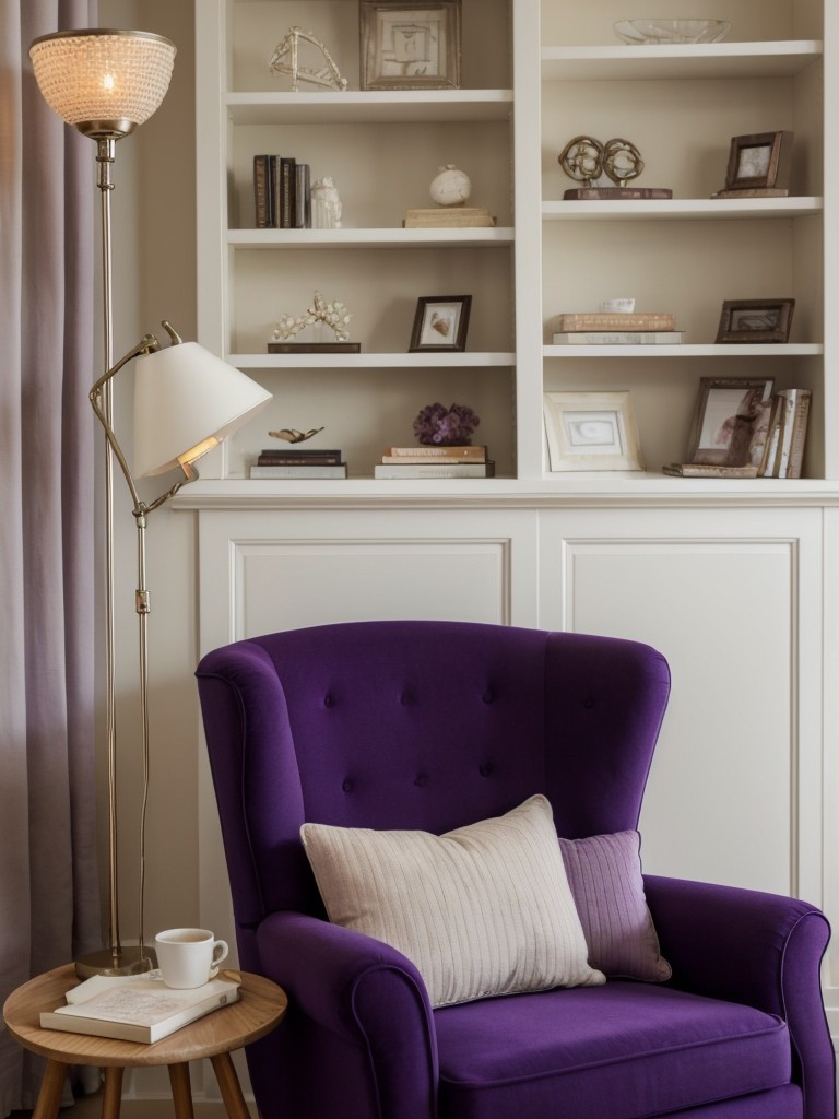 Cozy Bedroom Nook: Purple Haven & Relaxing Decor Ideas.