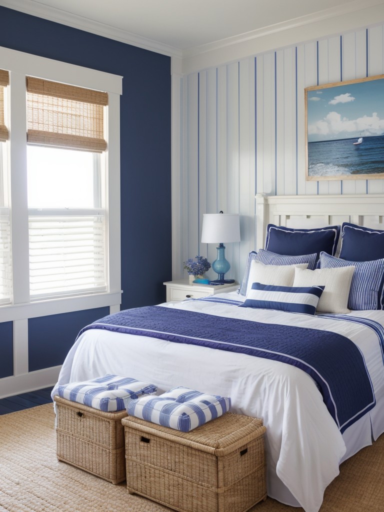 Coastal Chic: Create a Nautical-Inspired Bedroom with Navy and White Stripes!