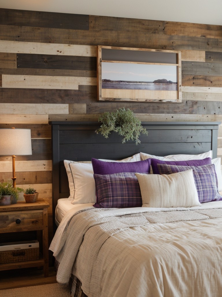 Bold Purple Bedroom Decor: Modern Rustic Charm