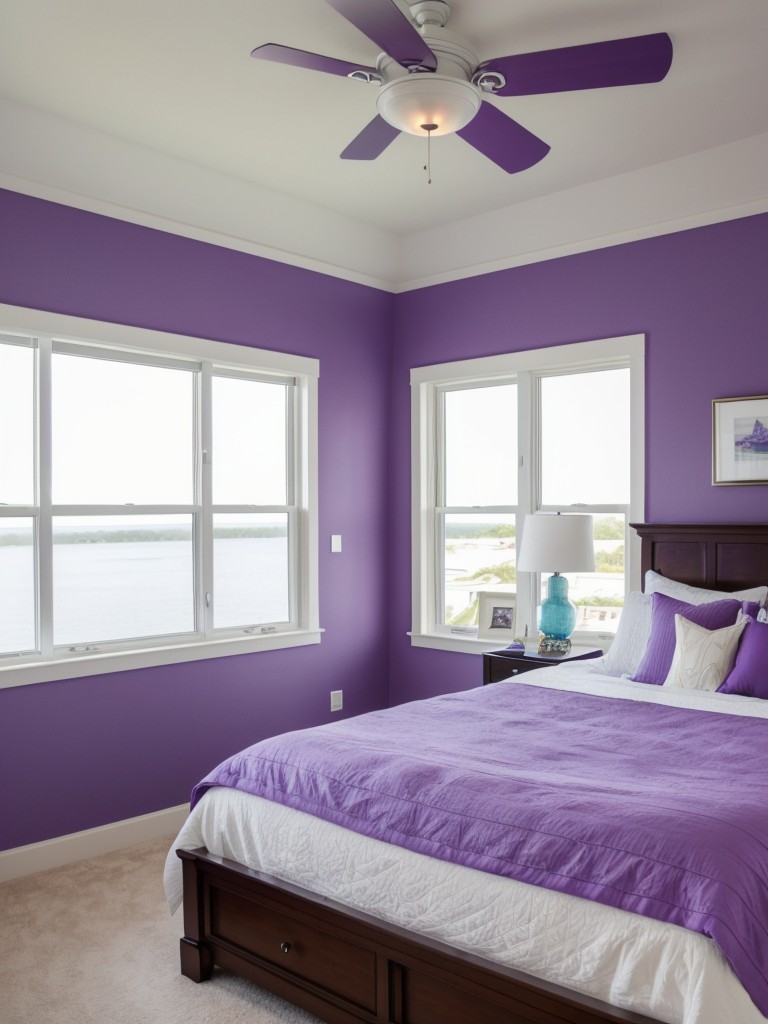 Stunning Coastal Vibes for Your Purple Apartment Bedroom