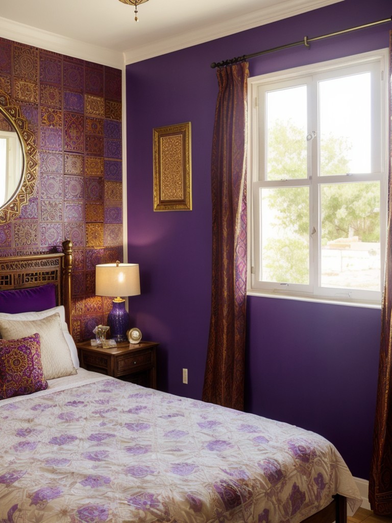 Moroccan-inspired bedroom: Rich colors, intricate patterns, enchanting vibes!