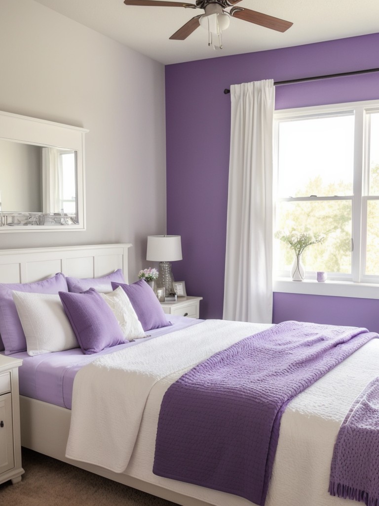 Cozy & Inviting Apartment Decor: Purple & White Bedroom Ideas