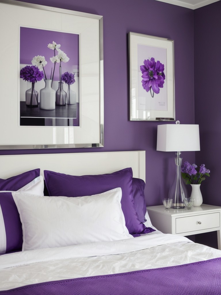 Freshen up your apartment with purple and white bedroom decor ideas!