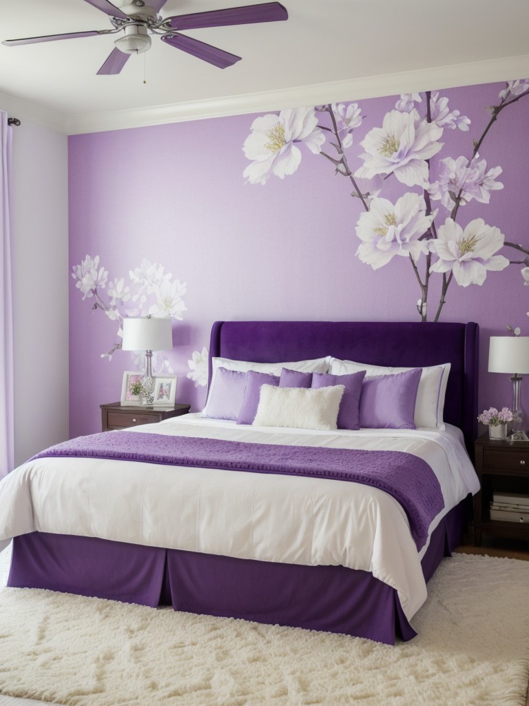 Purple & White Apartment Bedroom: Serene Decor Inspiration