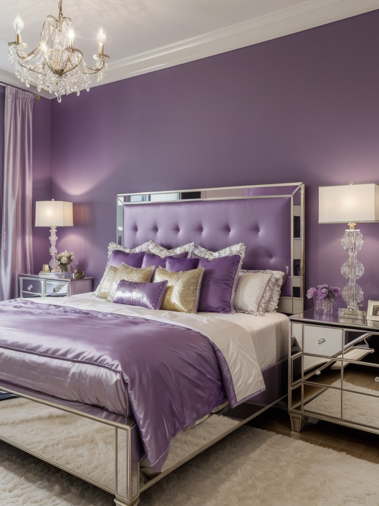 Glamorous Bedroom with Metallic Accents: Purple Palette Inspiration