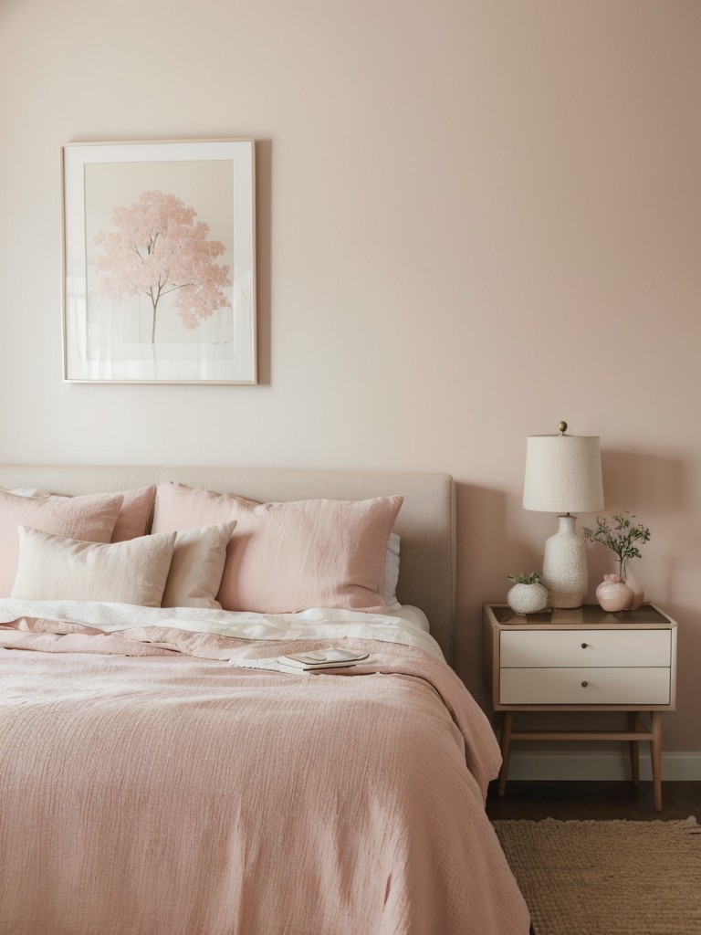 Pretty in Pink: Apartment Bedroom Bliss with Neutral Tones.