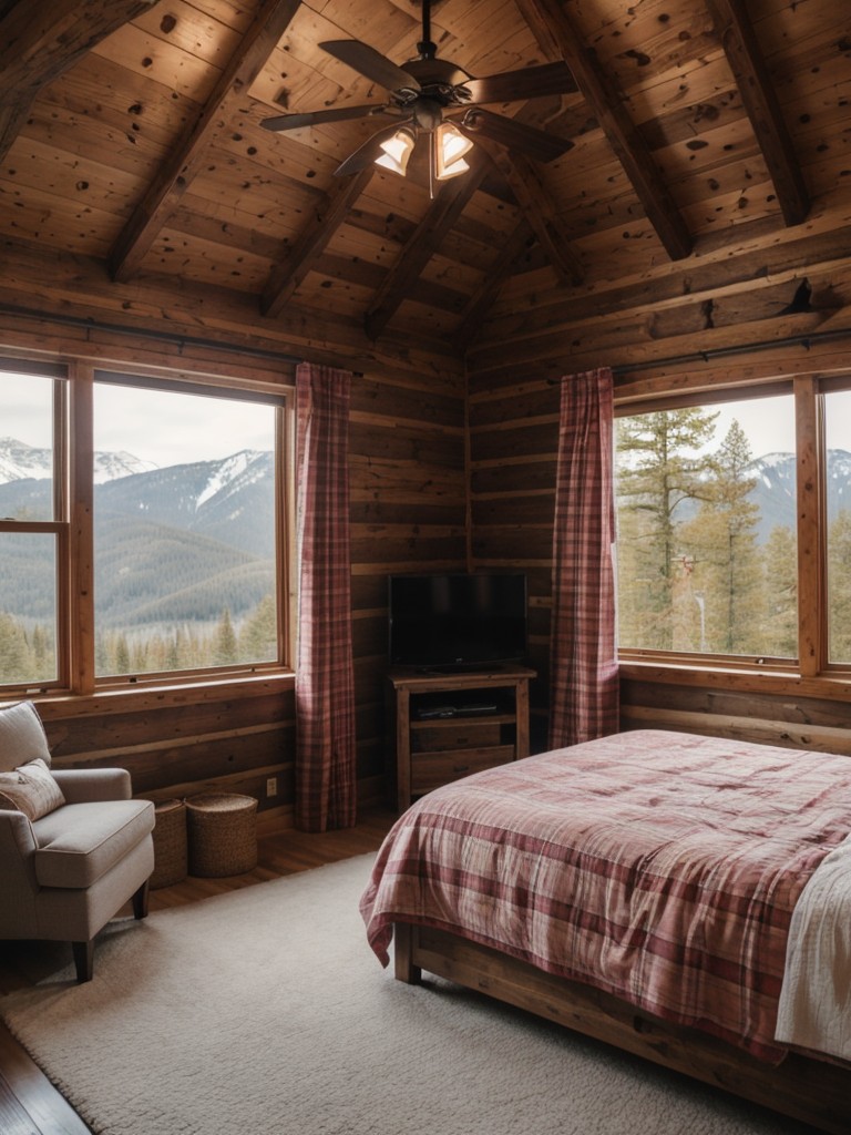 Cozy cabin vibes: Create a rustic bedroom retreat with wooden accents and warm lighting!