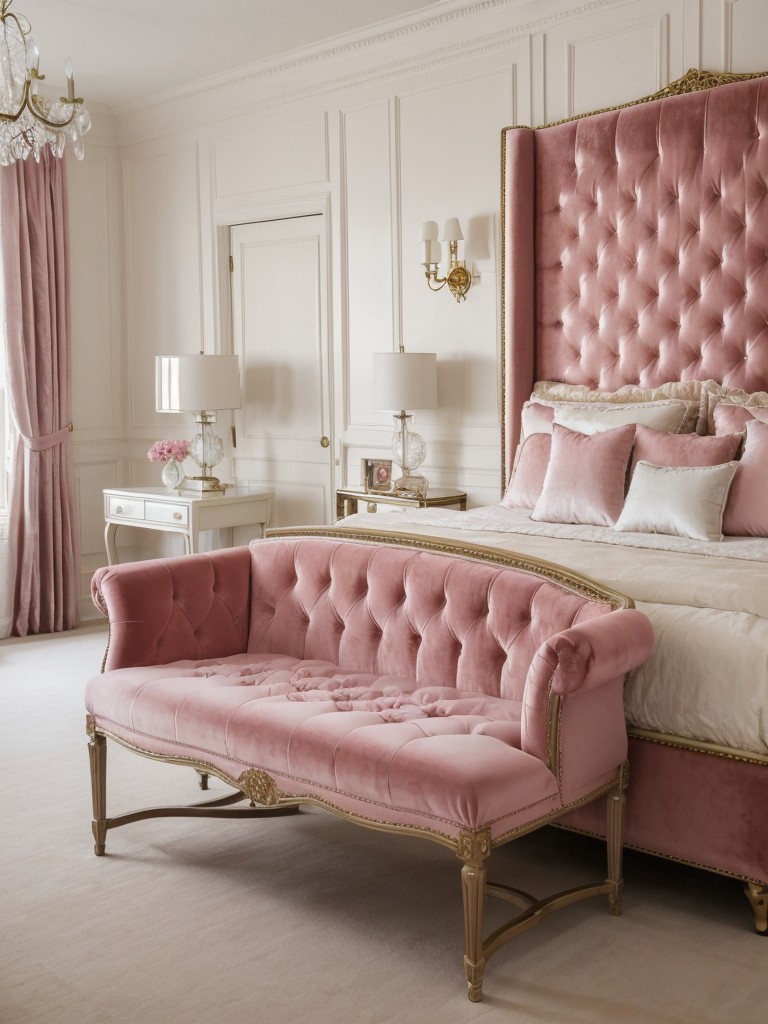 Glam up Your Bedroom with Pink Velvet & Crystal