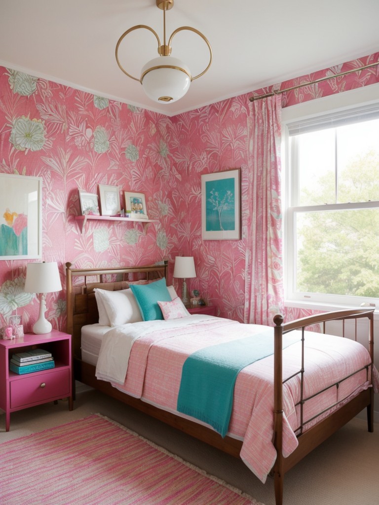 Teenager's Dream: Vibrant Pink Bedroom with Playful Decor!