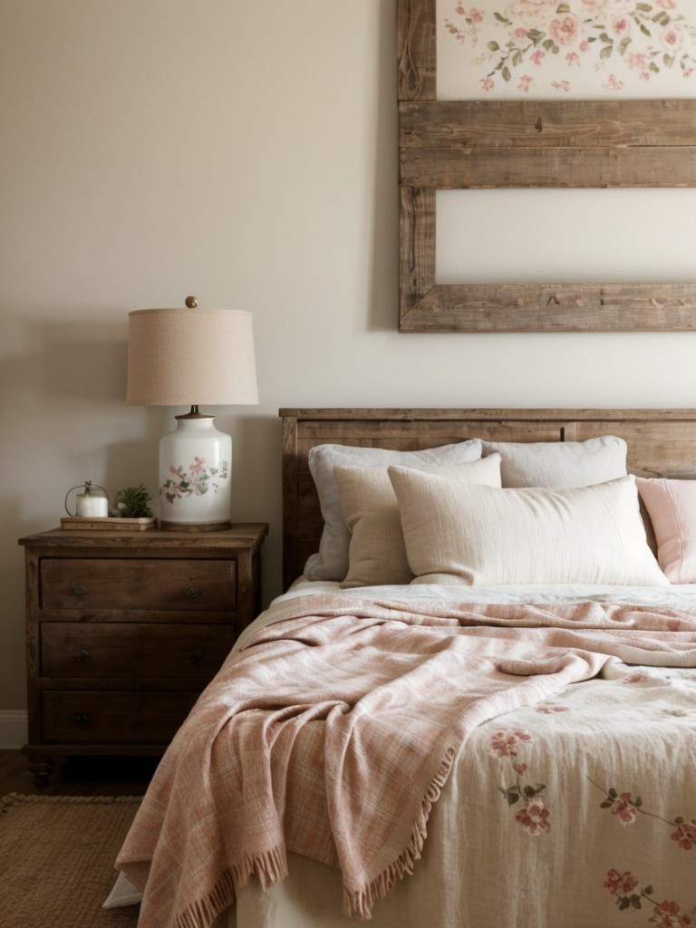 Rustic Farmhouse Bedroom Bliss: Neutral Vintage Decor.