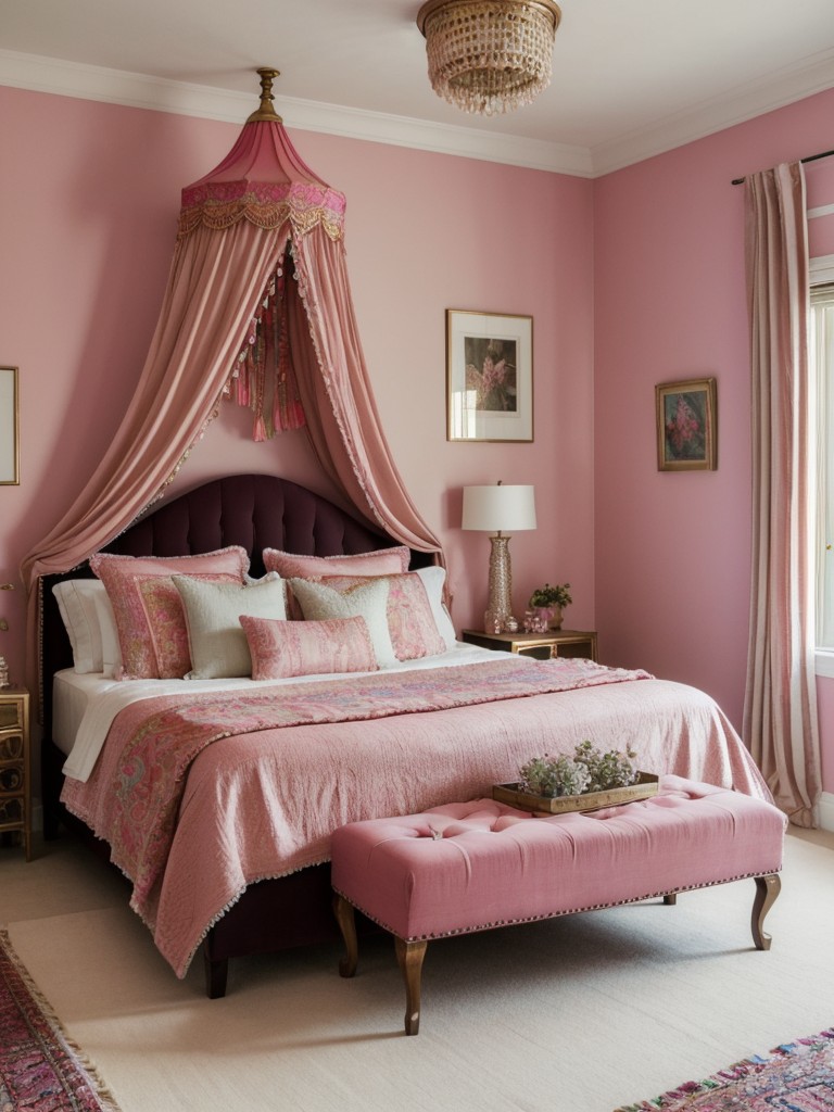 Stylish Apartment: Luxe Pink Bedroom. Bold Boho: Eclectic Escape.