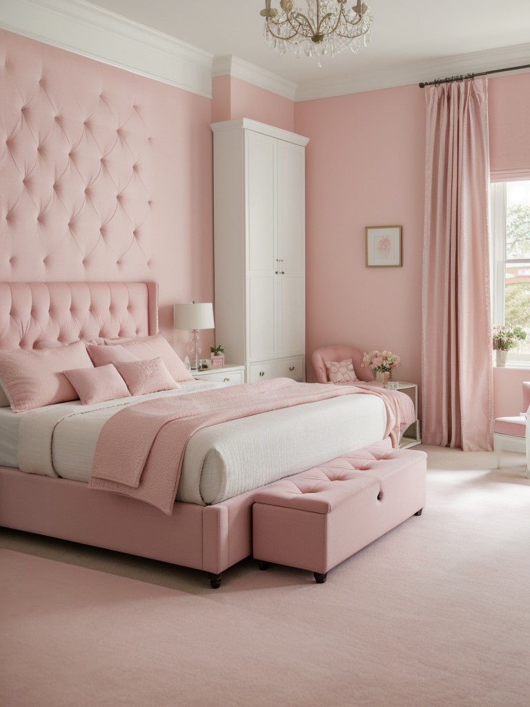 Pink Oasis: Dreamy Apartment Bedroom with Blush Pink Accents