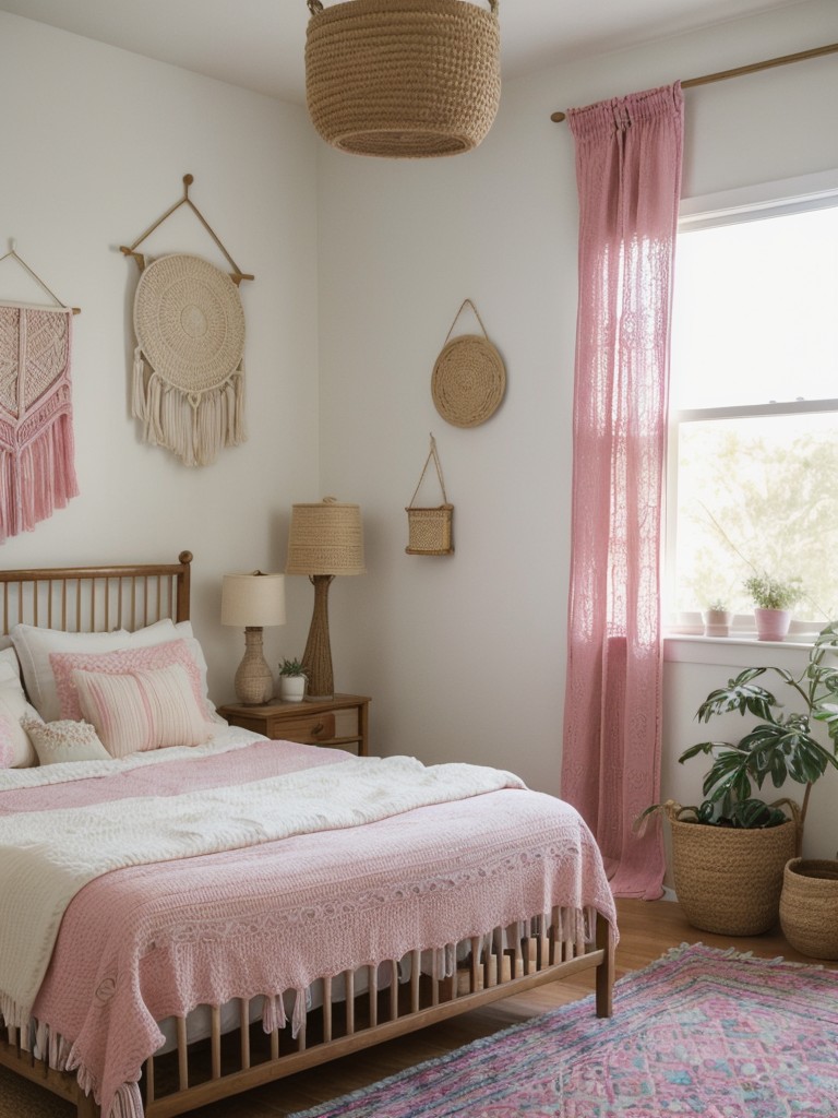 Boho Bliss: Serene Pink Bedroom Decor for Dreamy Vibes!