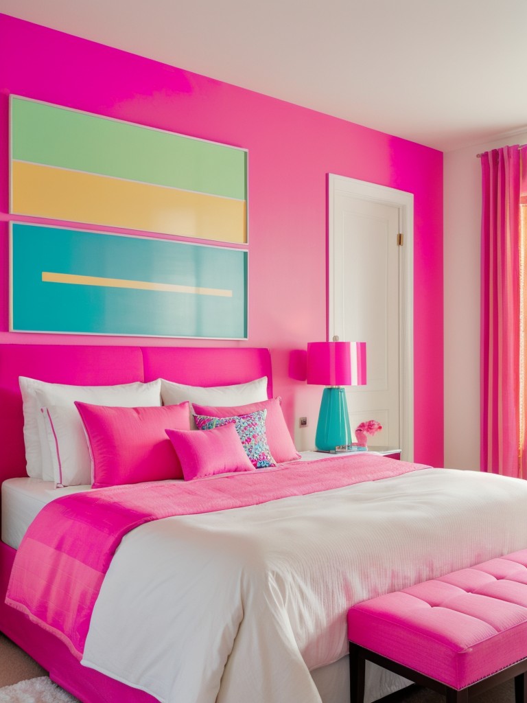 Bold and Bright Bedroom: Bring your apartment to life with vibrant decor.