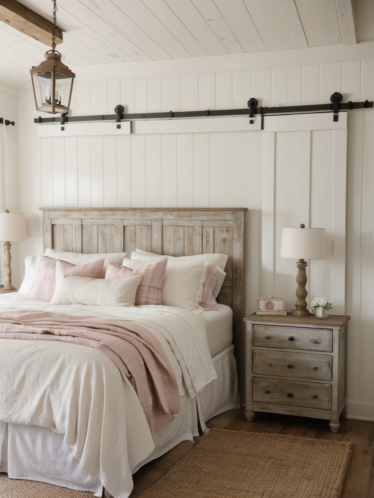 Modern Farmhouse Bedroom: Pink & Rustic Decor Ideas.