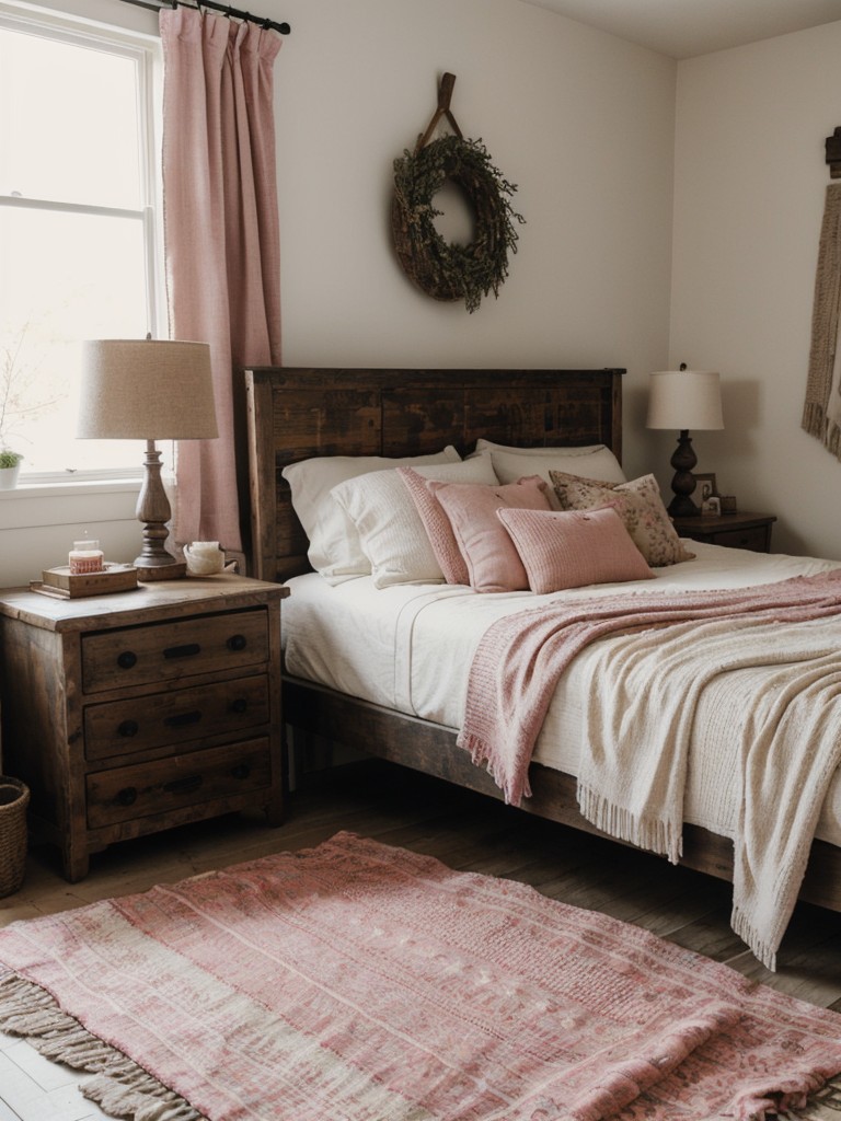 Cozy Country Retreat: Rustic-Chic Pink Bedroom Inspiration