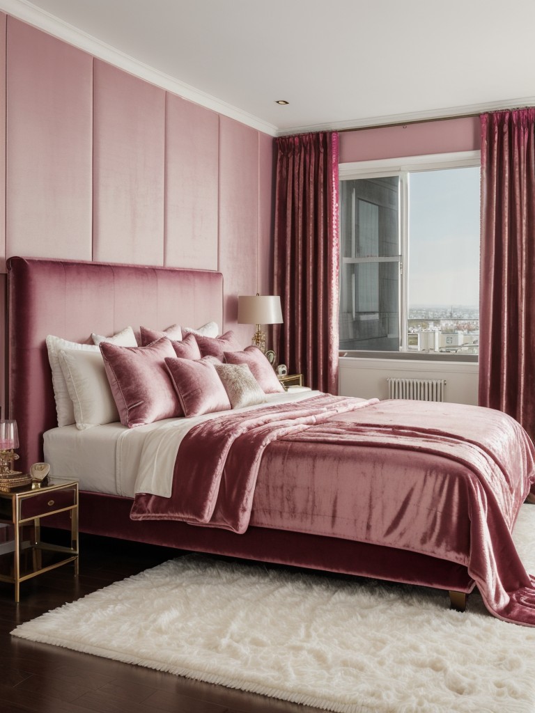 Luxury Pink Bedroom: Elevate your space with plush textures for a glamorous vibe!