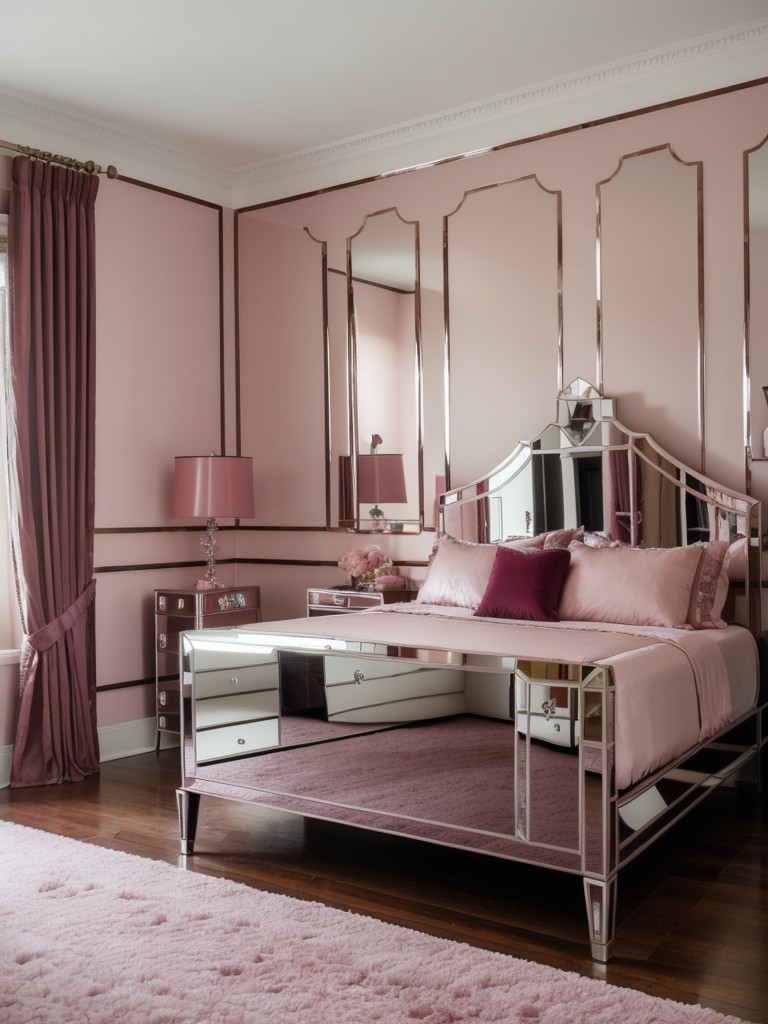 Glamorous Vintage Pink: Art Deco-Inspired Apartment Bedroom.