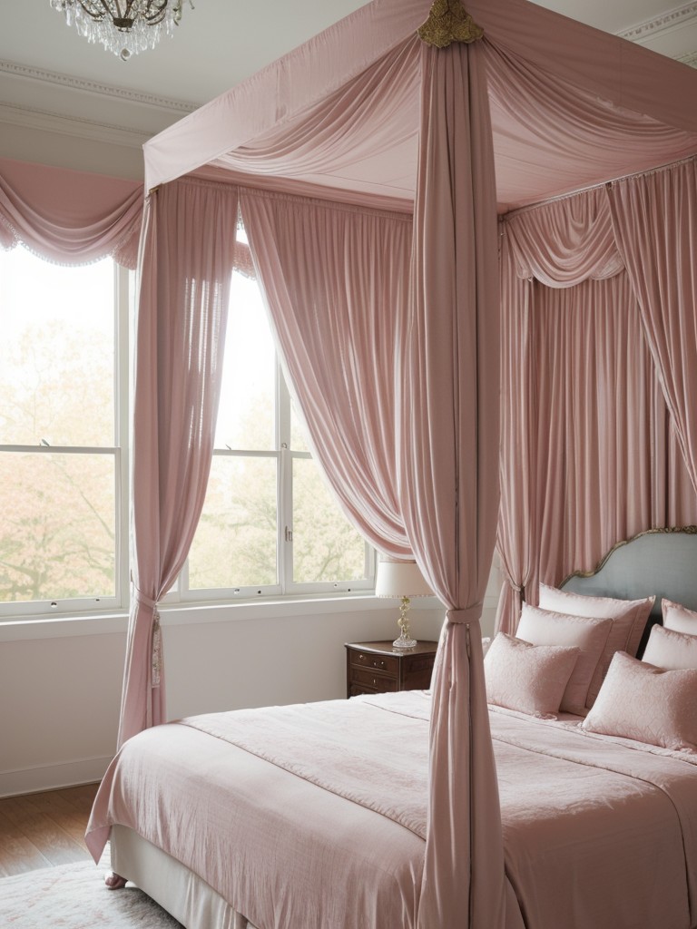 Dreamy Canopy Bed: Embrace Elegance with Pink Décor.