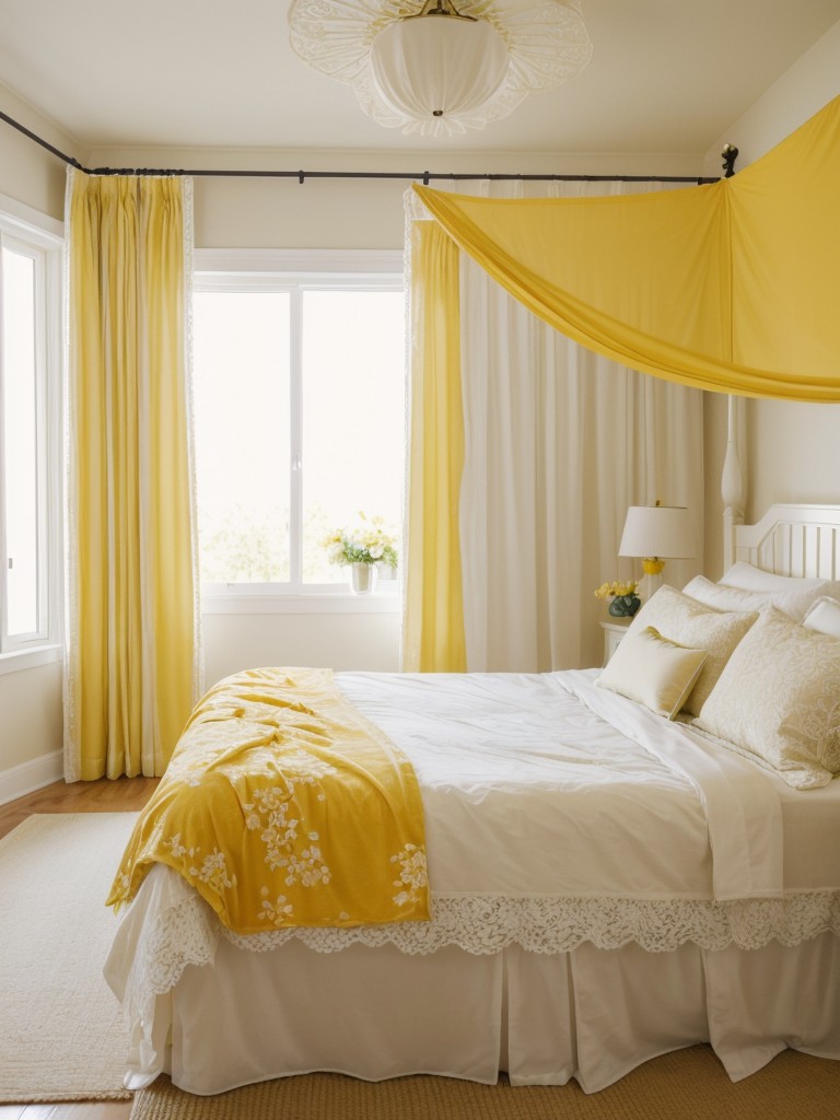 Sun-kissed charm: Elevate your apartment bedroom with a touch of yellow.